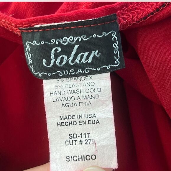 Vintage Solar Red Rhinestone Halter Dress – Size Small - Picture 8 of 8